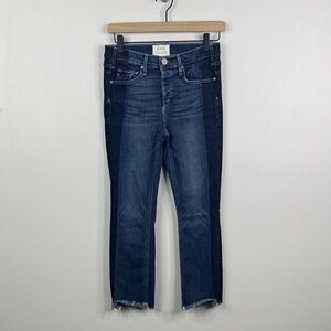 McGuire Denim Two Tone Size 27 Dark Wash Straight Leg Jeans Raw Hem Made in USA